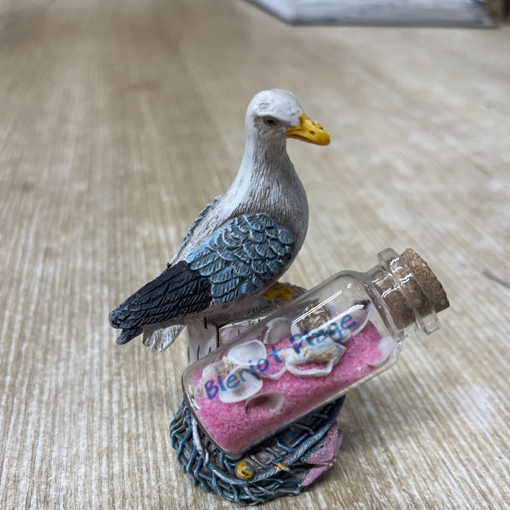 Mouette et sa fiole de sable