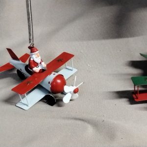 Avion métal ressort père Noël/renne