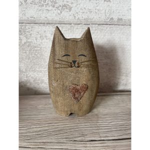chat en bois naturel